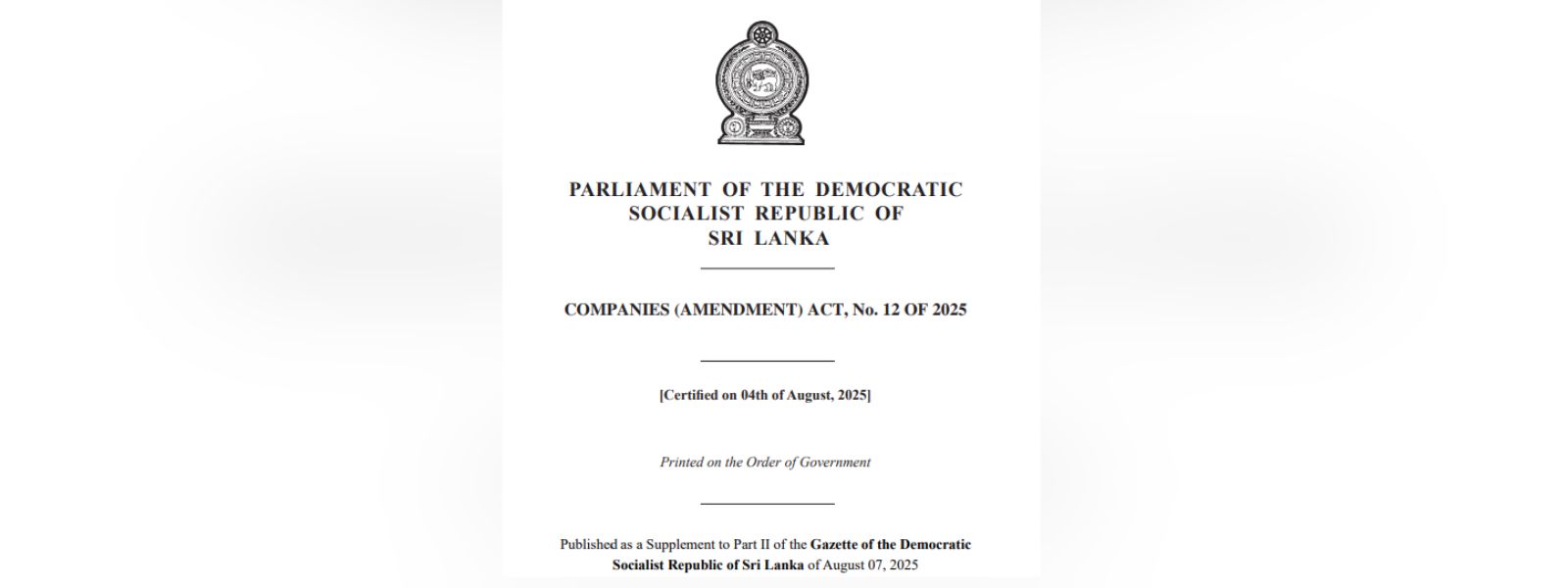 Sri Lanka Overhauls Companies Act 2025